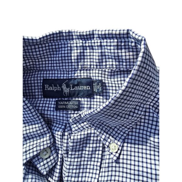 Ralph Lauren Mens Button-Down Blue Checkered Shirt Size 15.5 32/33 100% Cotton - Picture 4 of 6